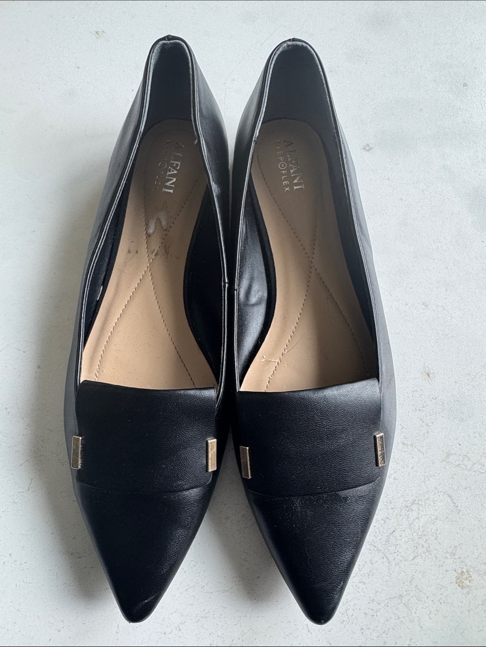 a new day Black Pointed Toe Loafers with Subtle Metallic Accents